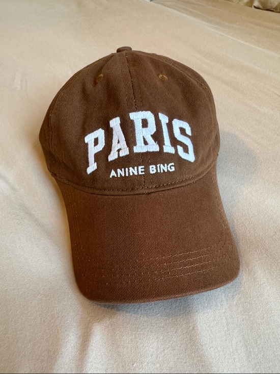 Anine Bing Accessories - Anine Bing Brown Paris Logo Cap with White Embroidery